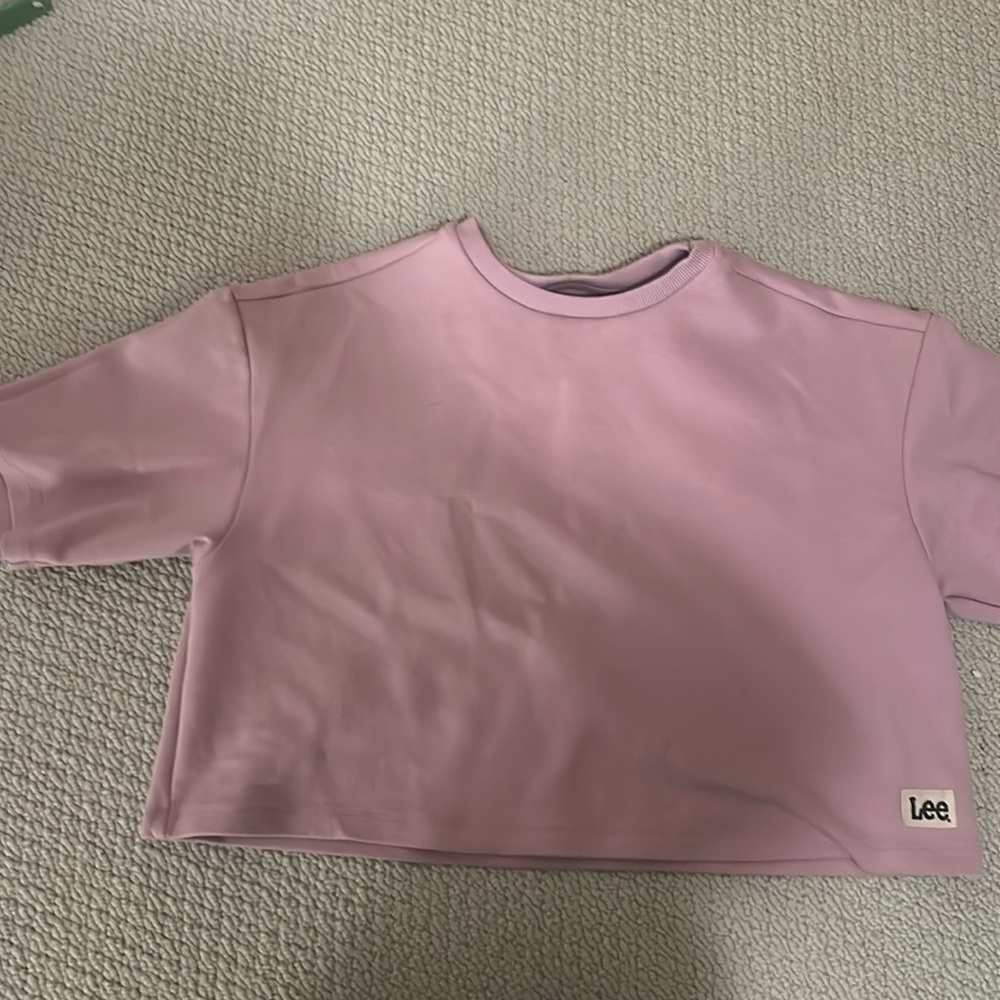 lee thick workout top sweatshirt top crop top purple